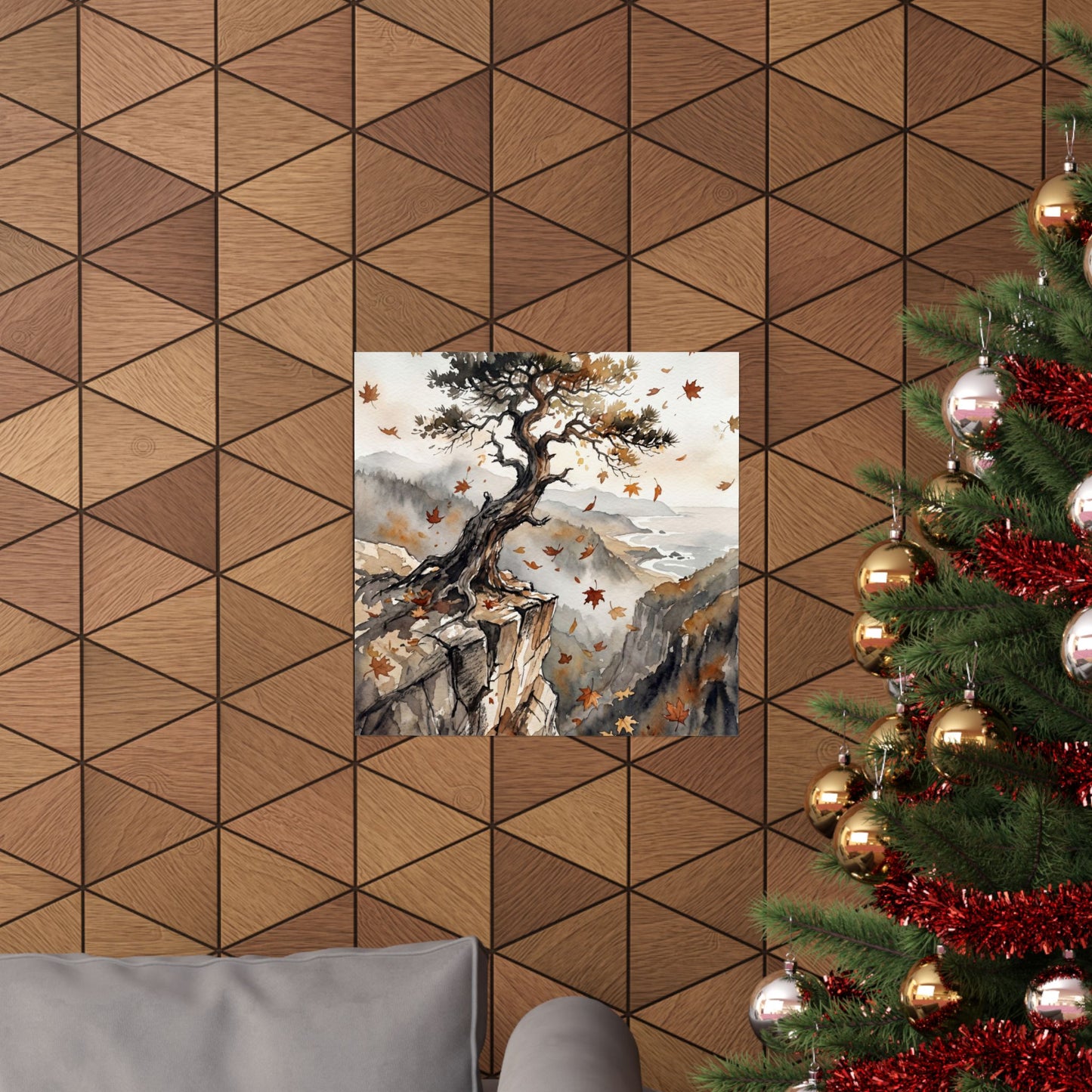 Pine Tree Watercolor Wall Art Print | Earthy Japandi Art