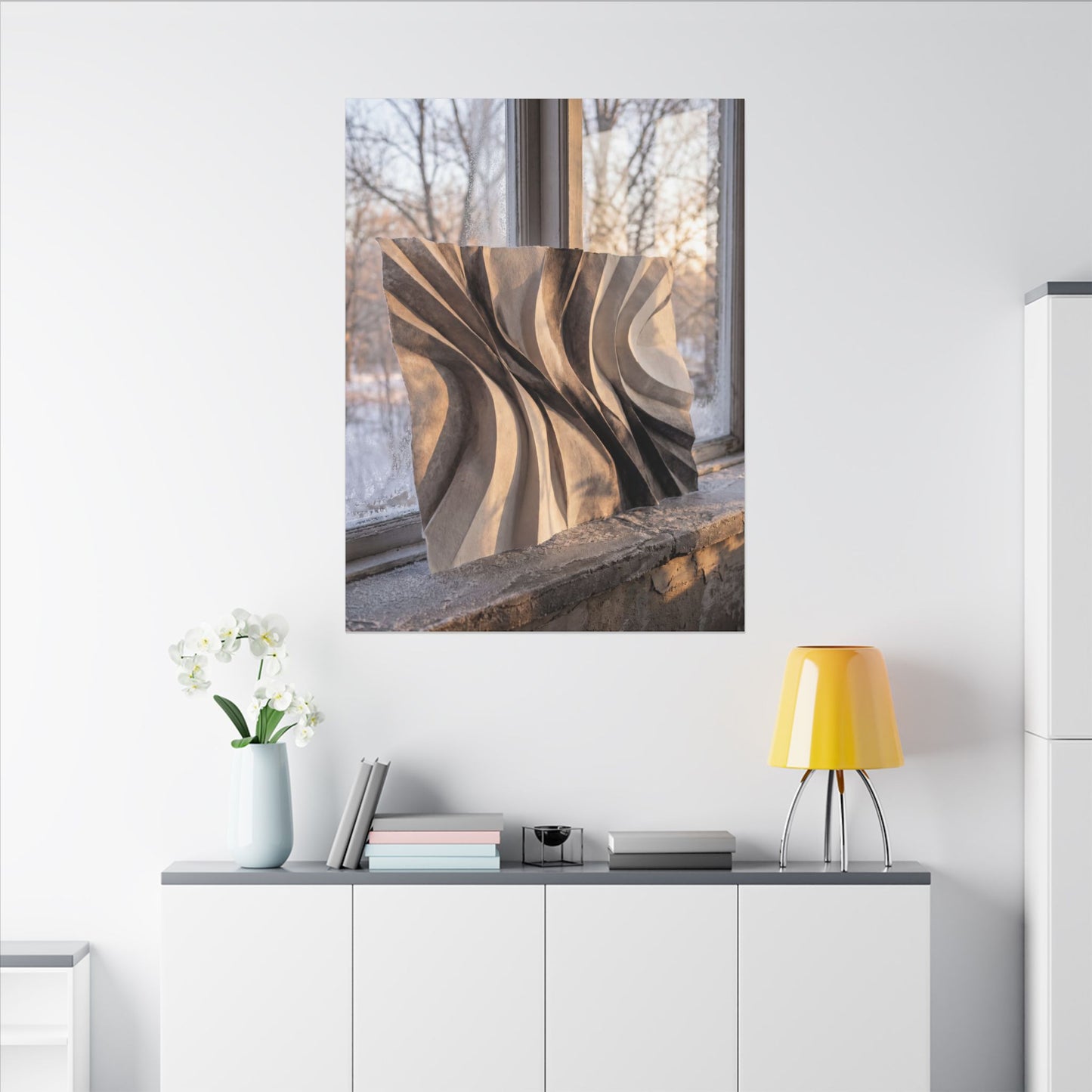 Mono No Aware Paper Fold Canvas Art - Japandi Minimal Line