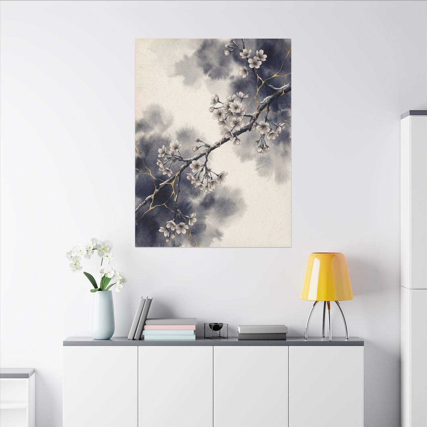Ma Cherry Blossom Canvas Art - Kintsugi Gold Vein