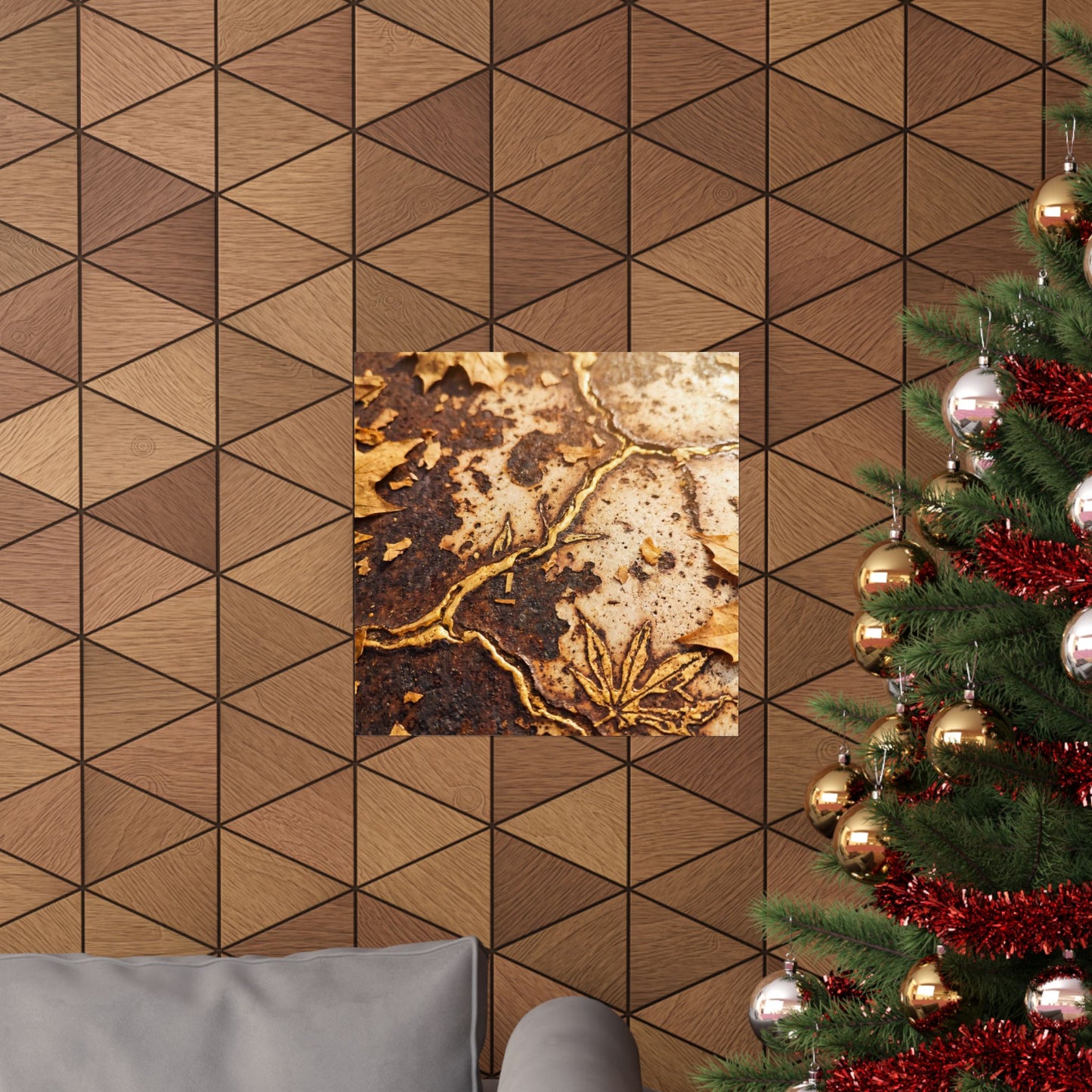 Rust Patina Wall Art Print | Autumn Kintsugi Gold Vein Art