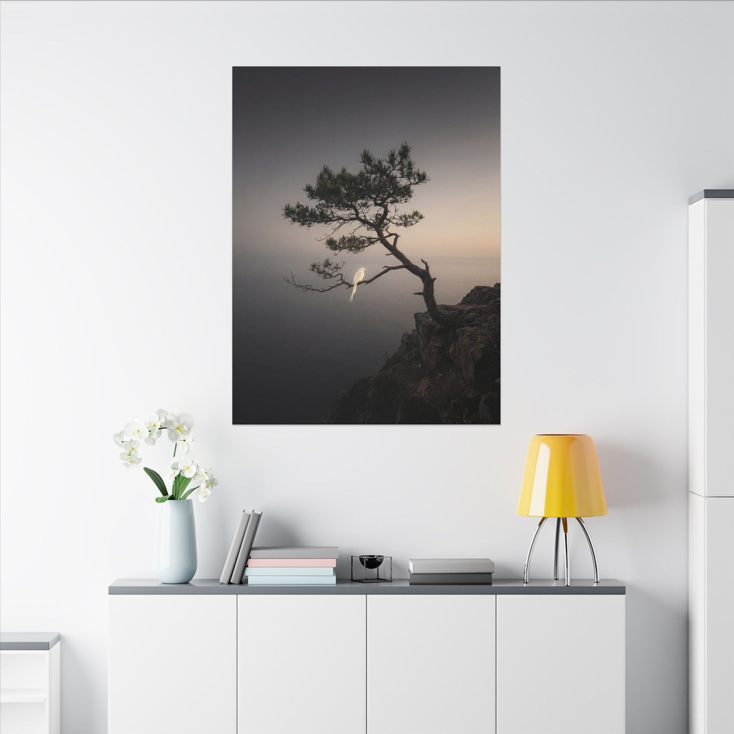 Dawn Pine Tree Canvas Art - Dark Japandi Datsuzoku