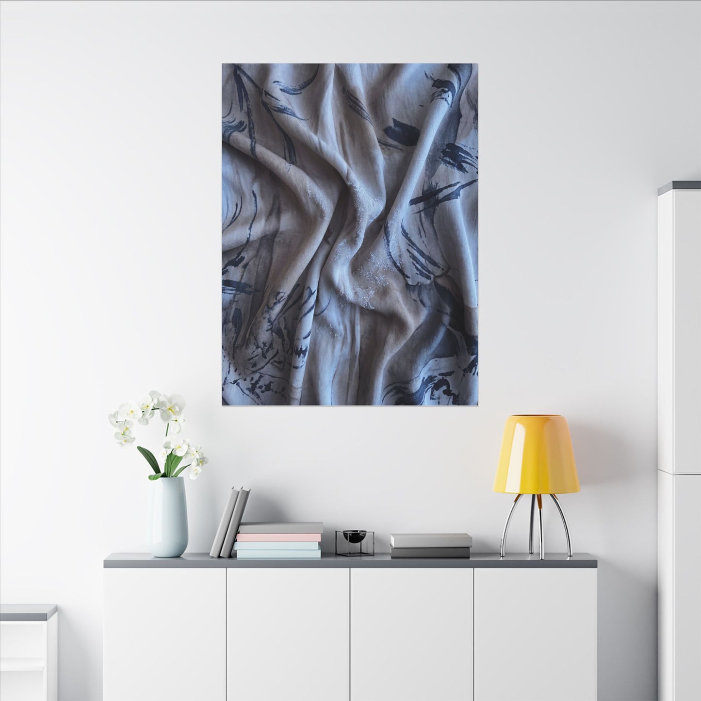 Silk Drape Winter Canvas Art | Japandi Earthy Design