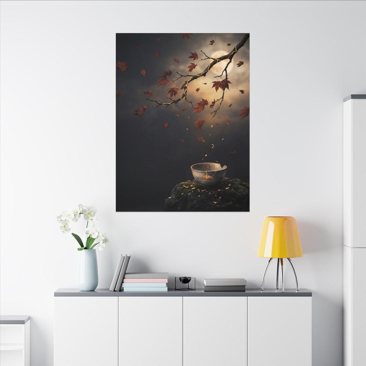 Moonlit Garden Gold Repair Canvas Art | Beautiful Kintsugi Art