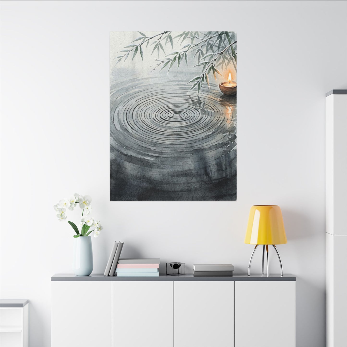 Water Ripple Sumi E Canvas Art | Calm Zen Art