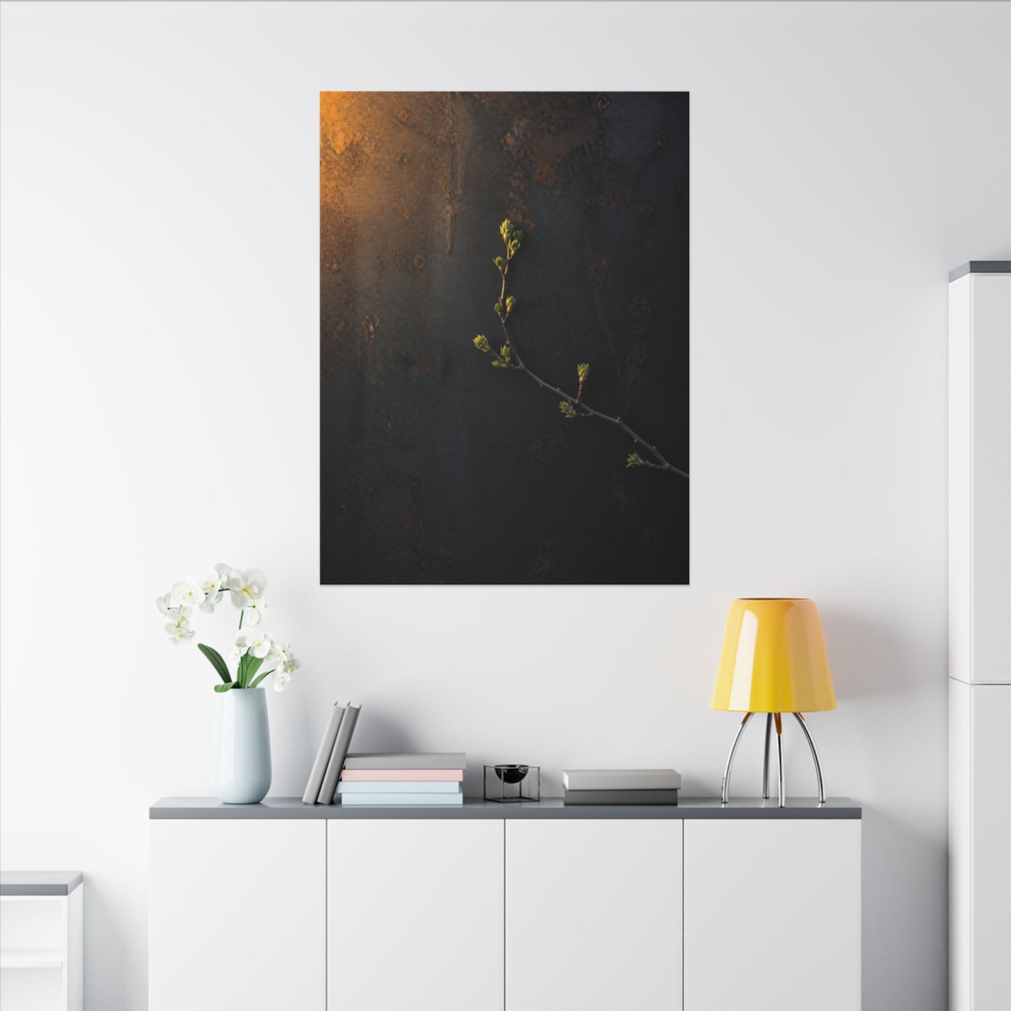 Dark Japandi Rust Patina in Golden Hour | Moody Minimal Canvas Art