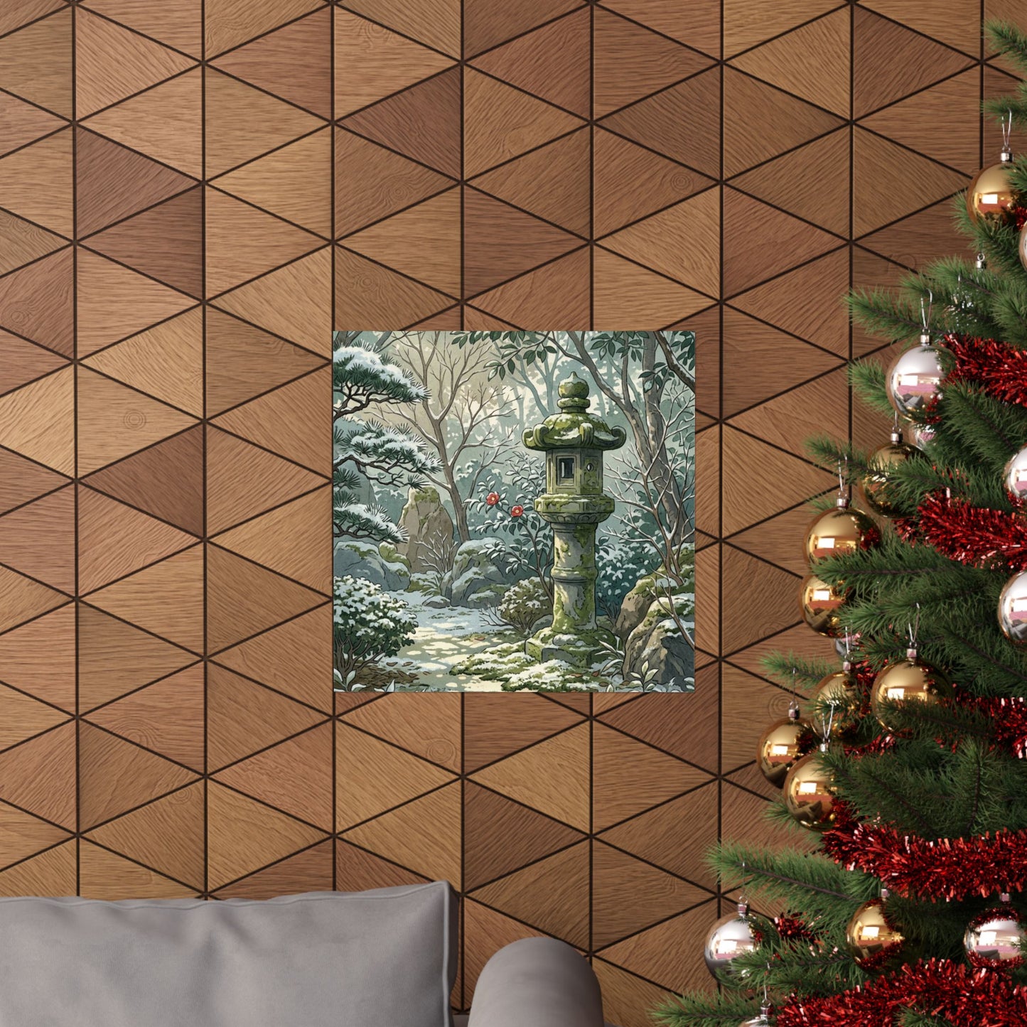 Dappled Stone Lantern Wall Art Print - Japandi Datsuzoku