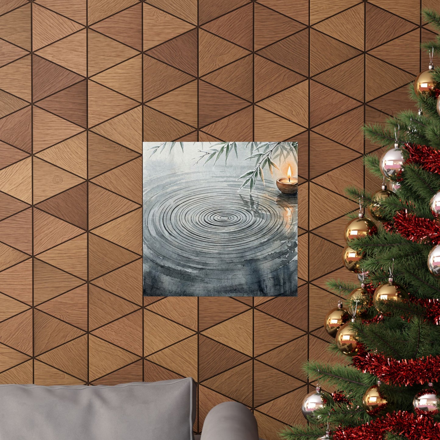 Candlelight Water Ripple Wall Art Print - Zen Mono No Aware