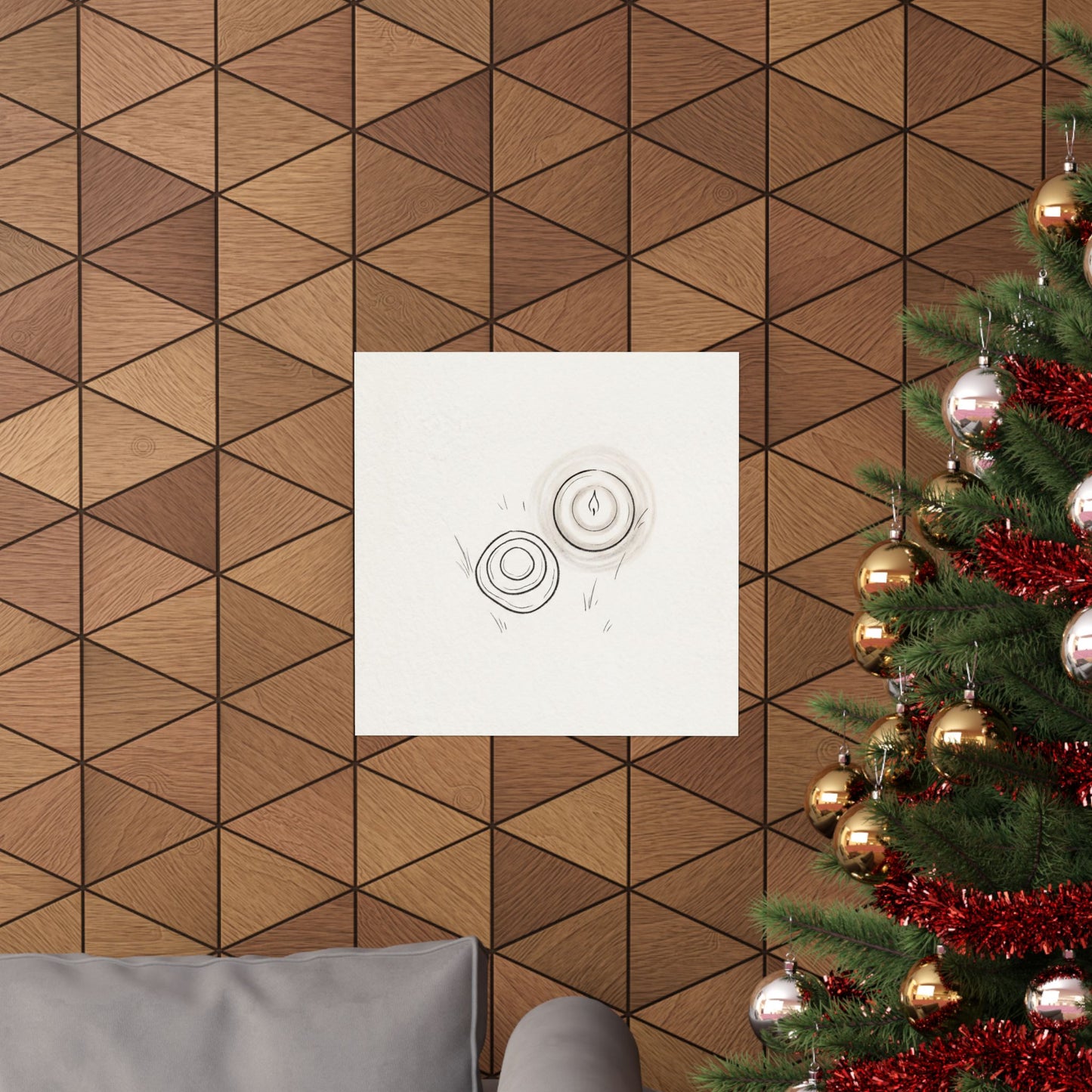 River Stones Minimal Line Wall Art Print | Neutral Japandi Art
