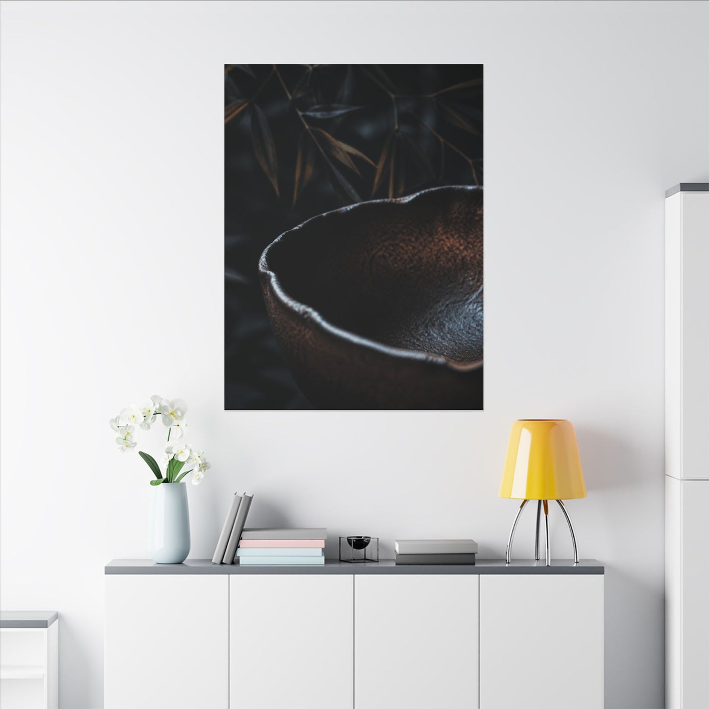 Luxurious Ceramic Bowl Canvas Art - Shadow Zen Dark Japandi