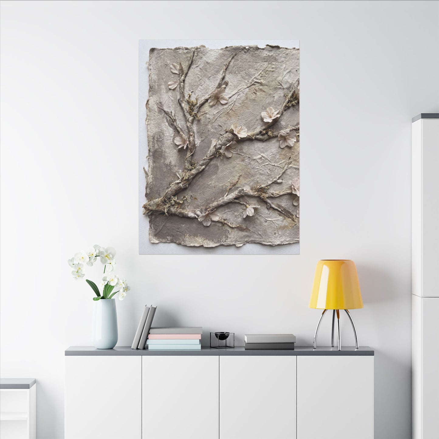 Summer Cherry Blossom Texture Canvas Art | Earthy Decor