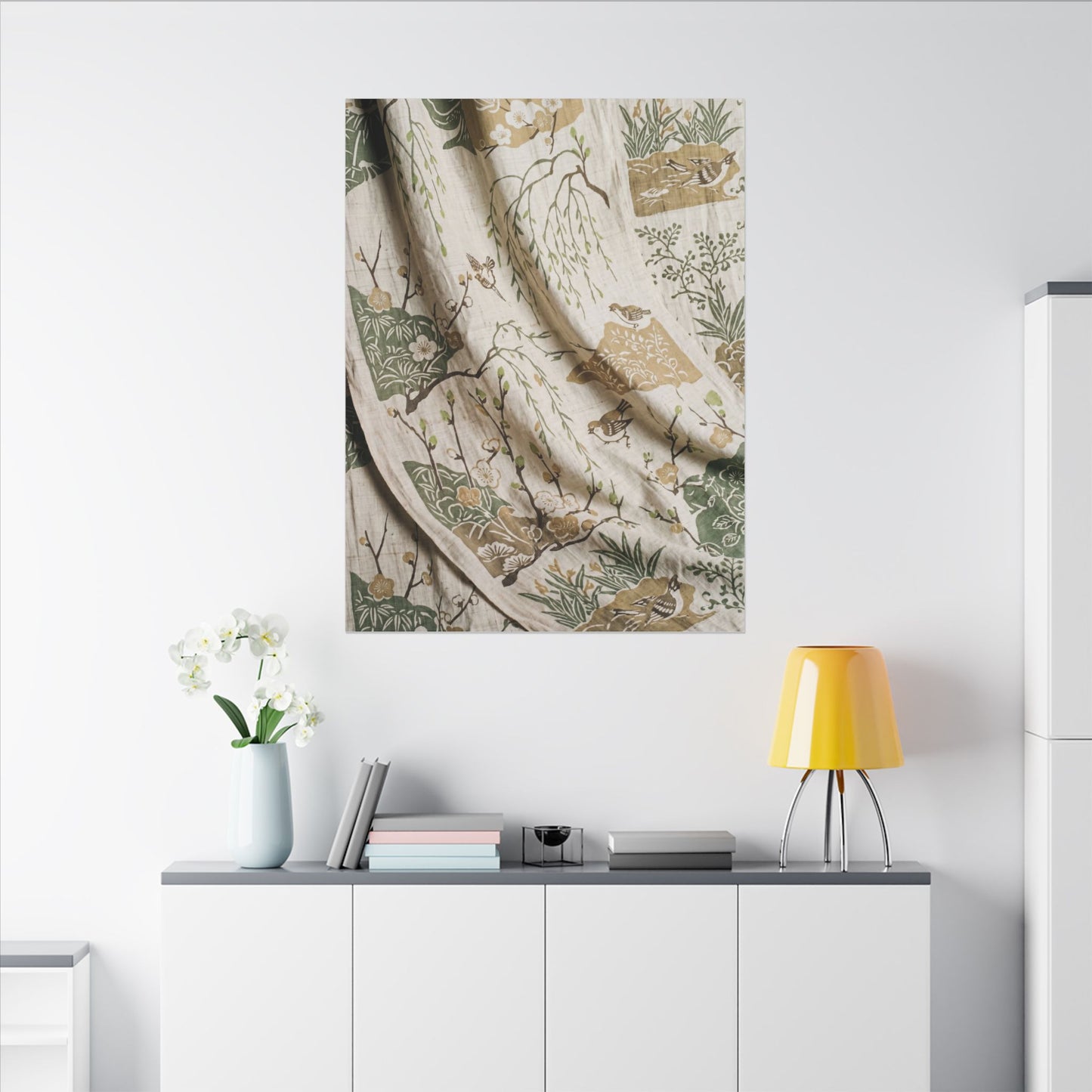 Silk Drape Canvas Art | Spring Japandi Japanese Pattern Art