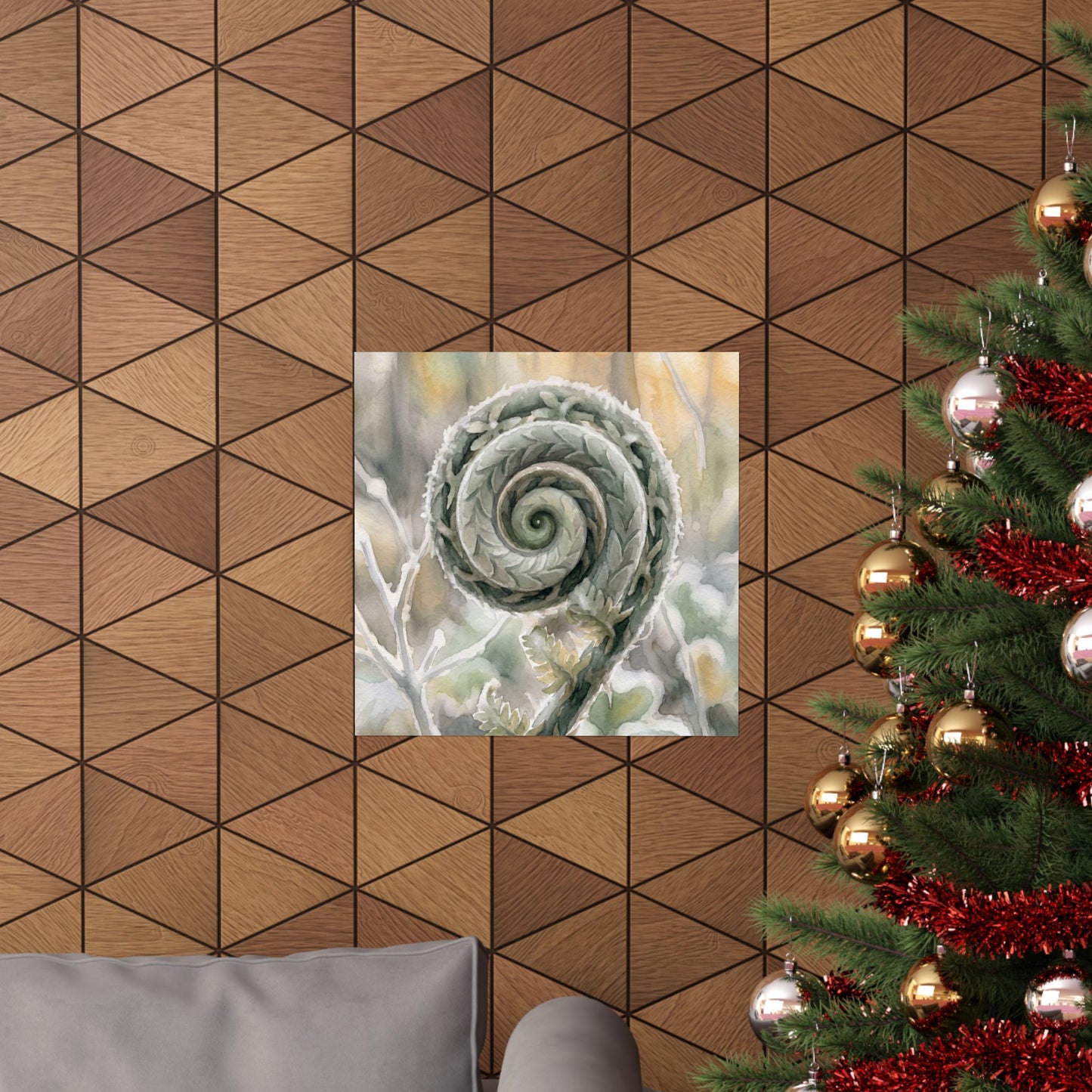 Fern Unfurling Wall Art Print | Winter Japandi Watercolor Art