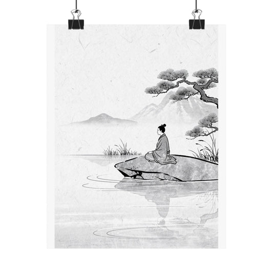 Stone Grey in Silence: Zen Ukiyo-e-inspired Art