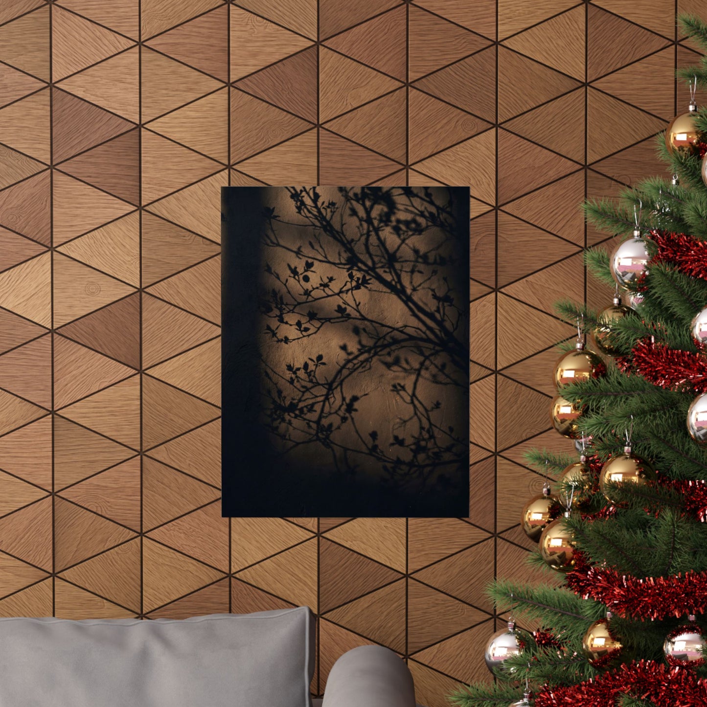 Sophisticated Shadow Play Wall Art Print - Shadow Zen Dark Japandi