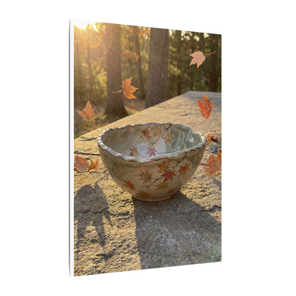 Japandi Ceramic Bowl in Golden Hour | Japanese Pattern Canvas Art