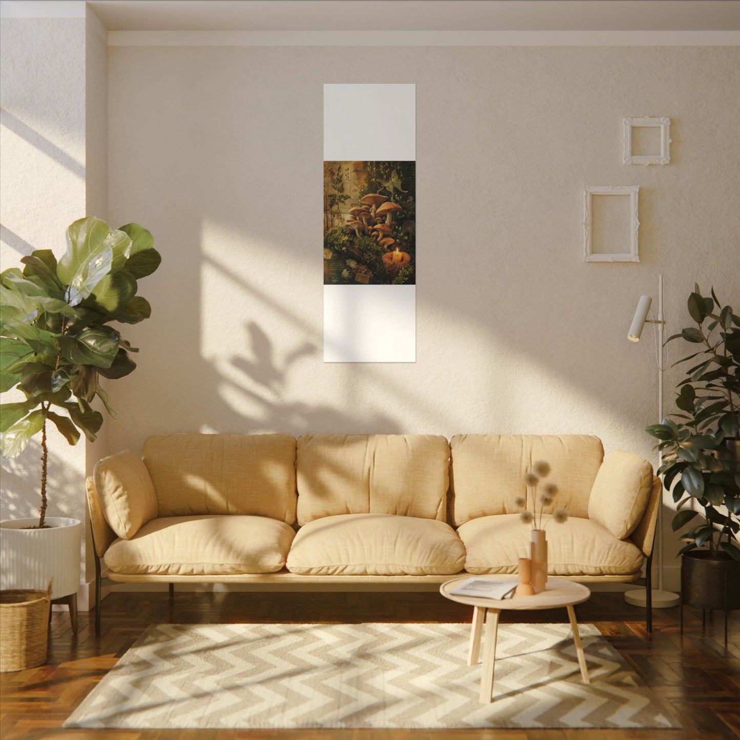 Spring Wild Mushrooms Herbarium Canvas Art | Earthy Decor