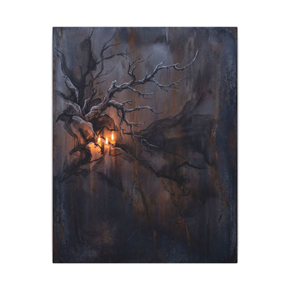 Winter Rust Patina Charcoal Ink Canvas Art | Atmospheric Decor
