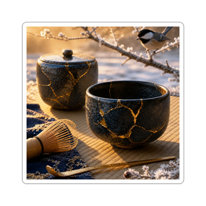 Tea Ceremony Gold Repair Sticker | Healing Kintsugi Art
