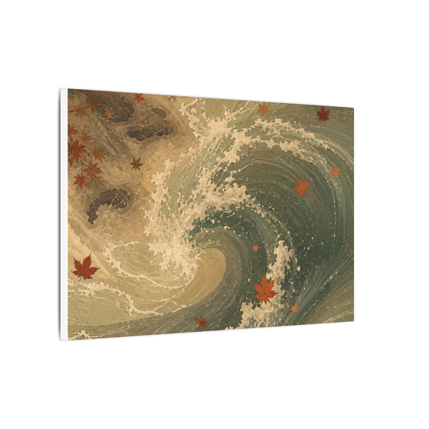 Japandi Ocean Wave in Candlelight | Japanese Pattern Canvas Art