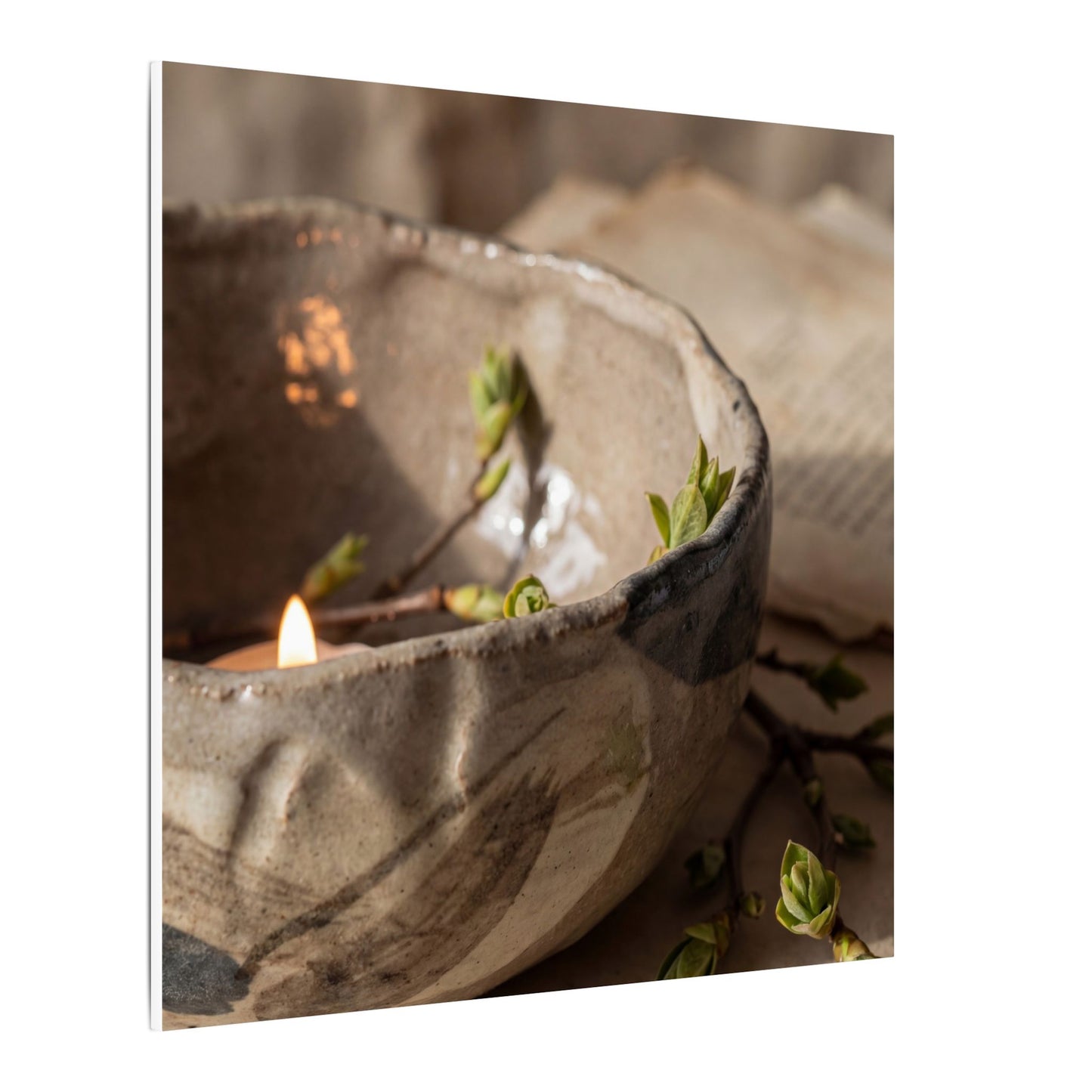 Candlelight Ceramic Bowl Canvas Art - Japandi Ma