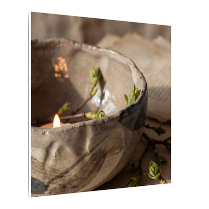 Candlelight Ceramic Bowl Canvas Art - Japandi Ma