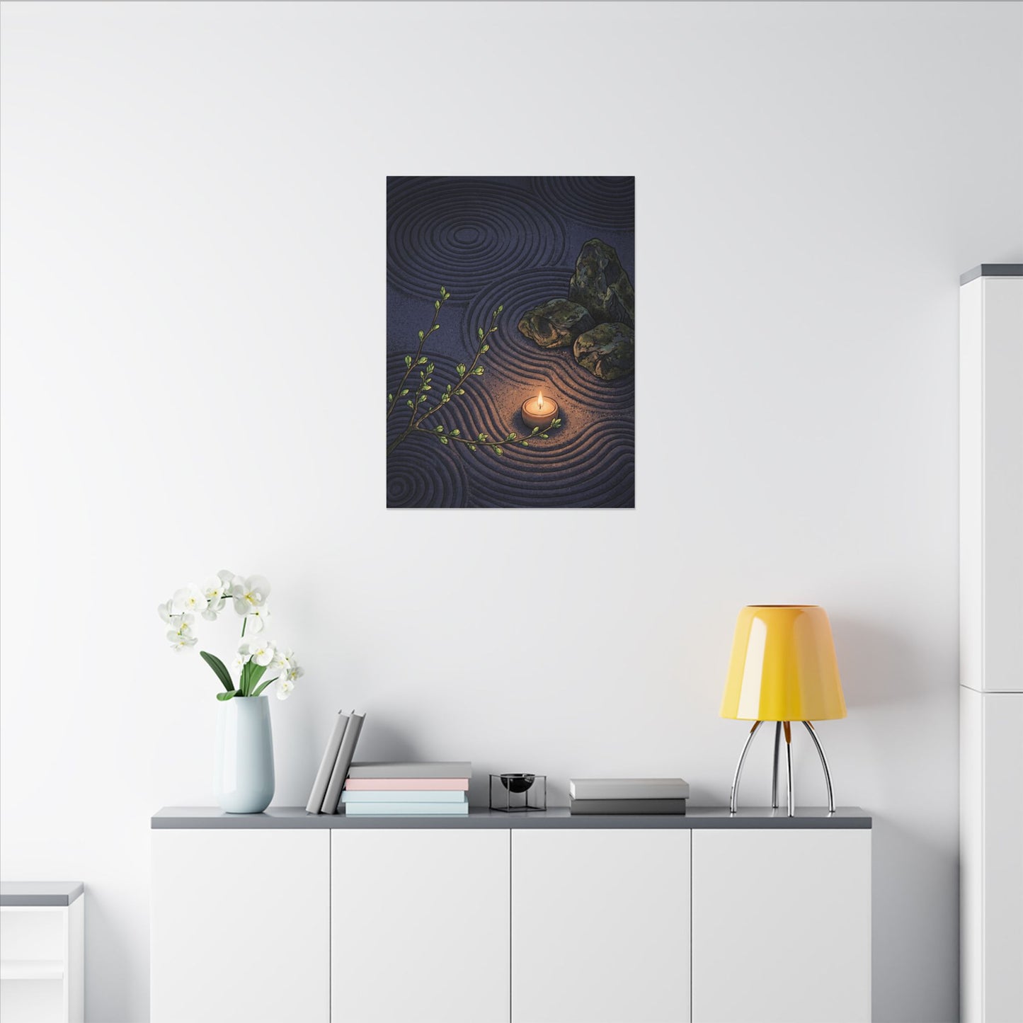 Mono No Aware Rock Garden Canvas Art - Zen Ukiyo E Inspired