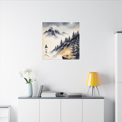 Mountain Mist Canvas Art | Winter Zen Ukiyo E Inspired Art