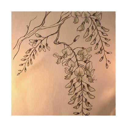 Neutral Wisteria Wall Art Print - Minimal Line Japandi