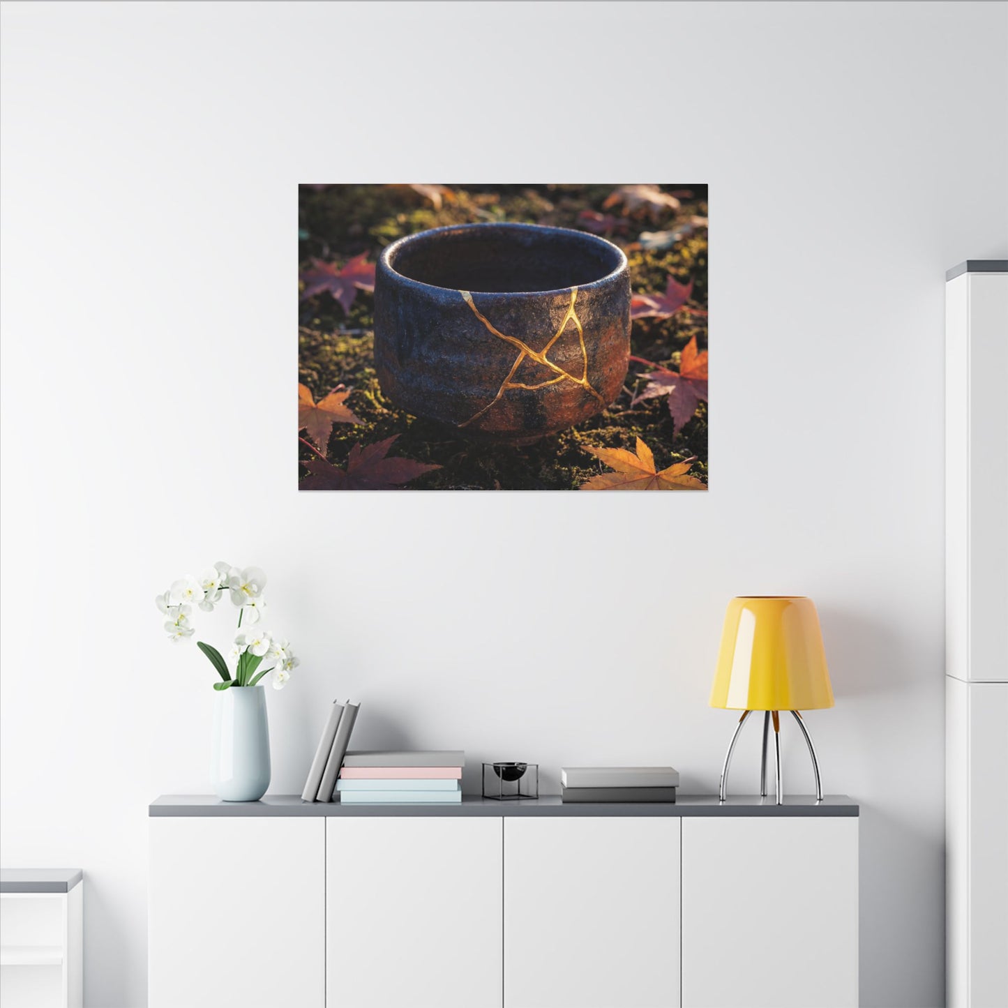 Kanso Moonlit Garden Canvas Art - Kintsugi Gold Repair