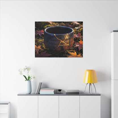Kanso Moonlit Garden Canvas Art - Kintsugi Gold Repair