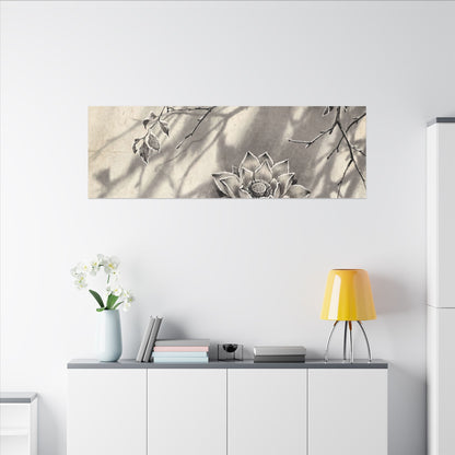 Winter Lotus Flower Sumi E Canvas Art | Contemplative Decor