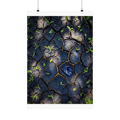 Cracked Earth Wall Art Print | Spring Dark Japandi Moody Minimal Art Art Print