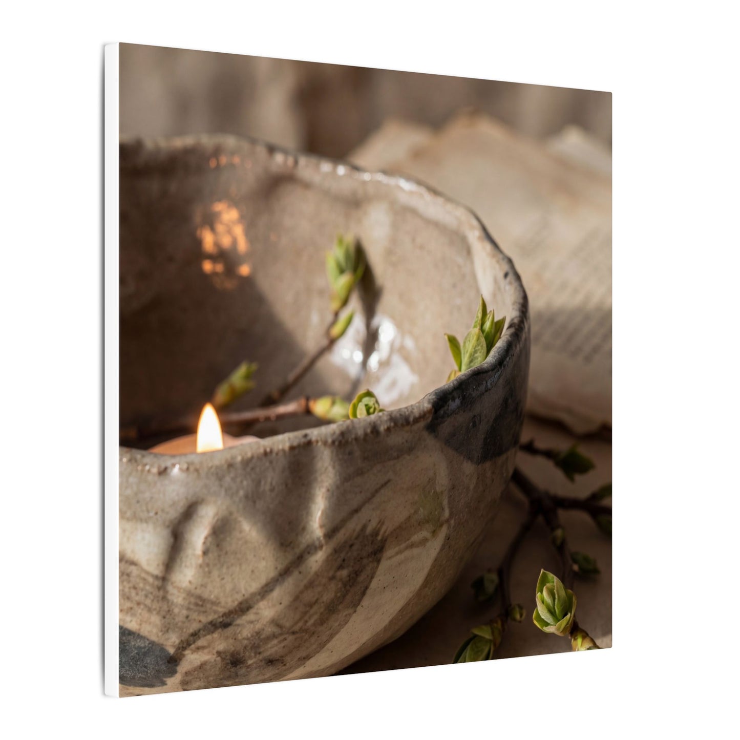 Candlelight Ceramic Bowl Canvas Art - Japandi Ma