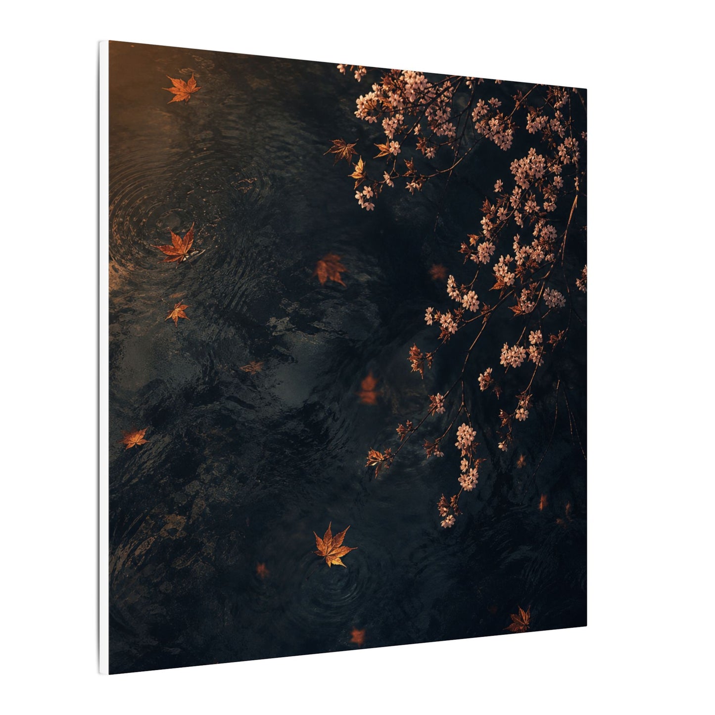 Golden Hour Cherry Blossom Canvas Art - Dark Japandi Kanso