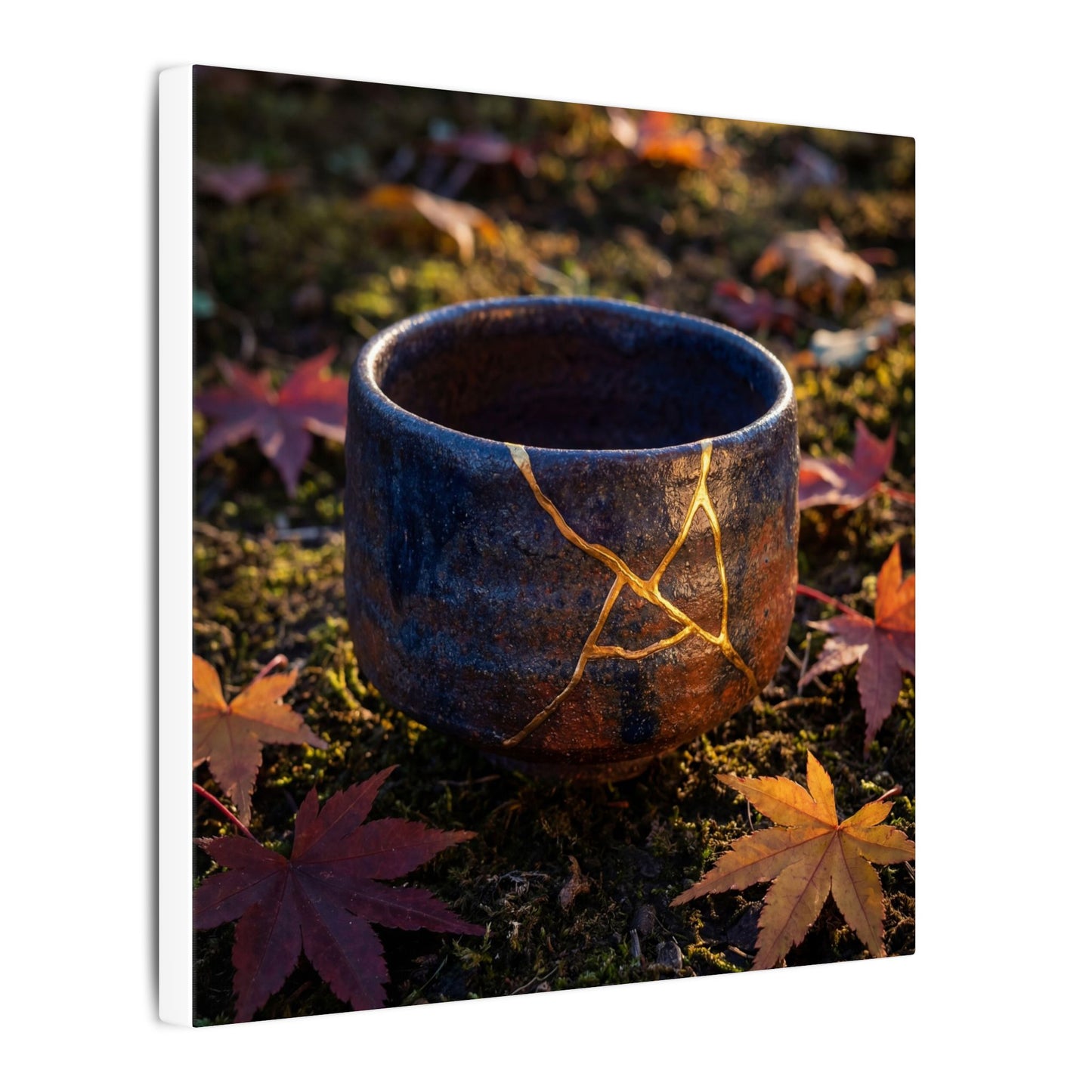 Kanso Moonlit Garden Canvas Art - Kintsugi Gold Repair