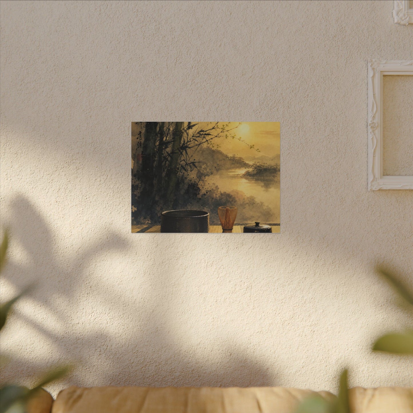 Tea Ceremony Sumi E Canvas Art | Contemplative Zen Art