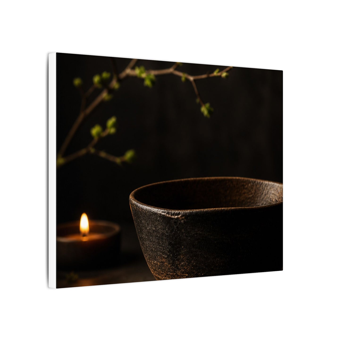 Moody Ceramic Bowl Canvas Art - Shadow Zen Dark Japandi