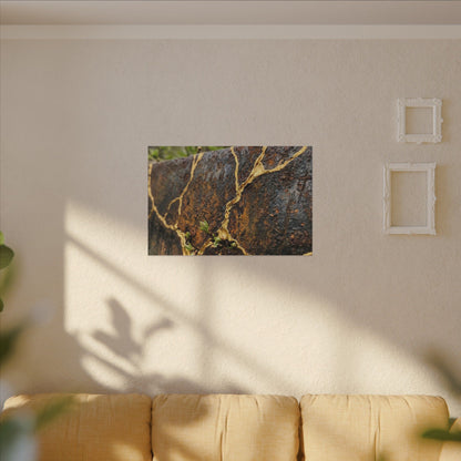 Mono No Aware Rust Patina Canvas Art - Kintsugi Gold Repair