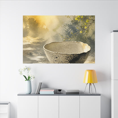 Cozy Ceramic Bowl Canvas Art - Watercolor Japandi
