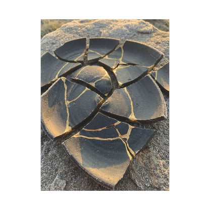 Broken Pottery Winter Canvas Art | Kintsugi Resilient Design