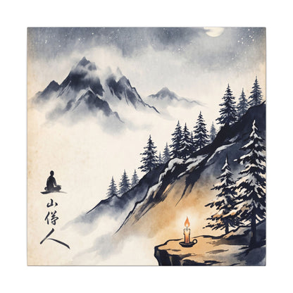 Mountain Mist Canvas Art | Winter Zen Ukiyo E Inspired Art
