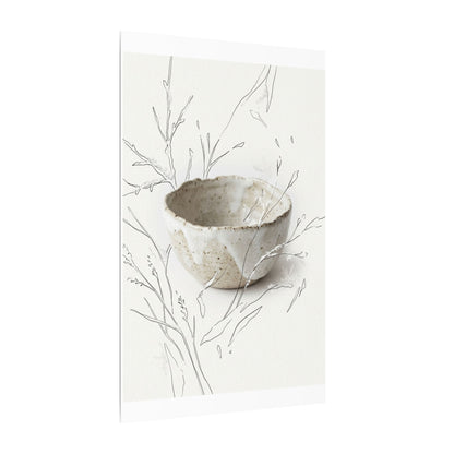 Neutral Ceramic Bowl Canvas Art - Minimal Line Japandi