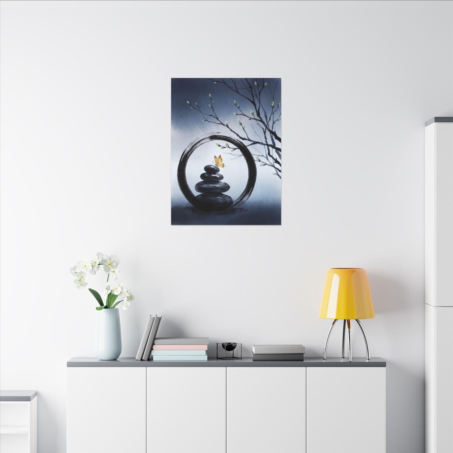 River Stones Spring Canvas Art | Zen Peaceful Design