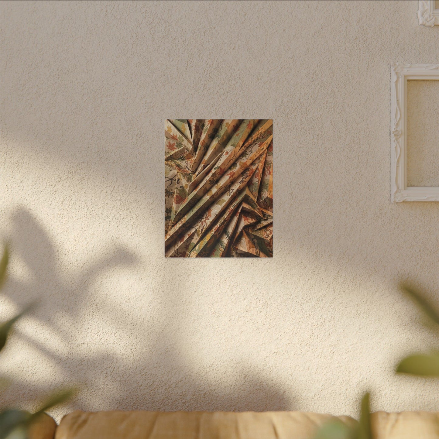 Paper Fold Autumn Canvas Art | Japandi Earthy Design