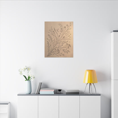 Dried Flowers Canvas Art | Spring Japandi Minimal Line Art
