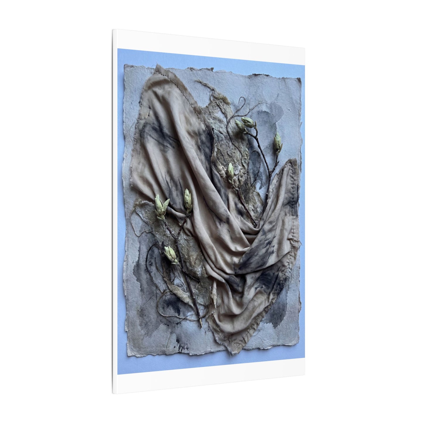 Japandi Silk Drape in Moonlight | Texture Canvas Art