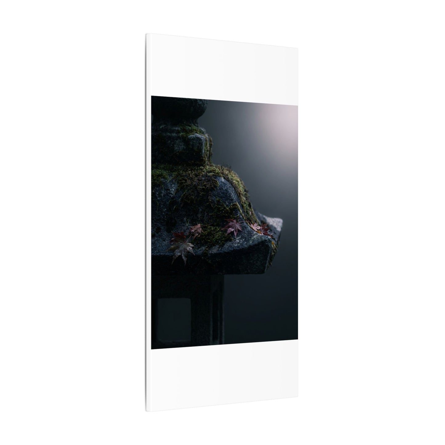 Stone Lantern Moody Minimal Canvas Art | Sophisticated Dark Japandi Art