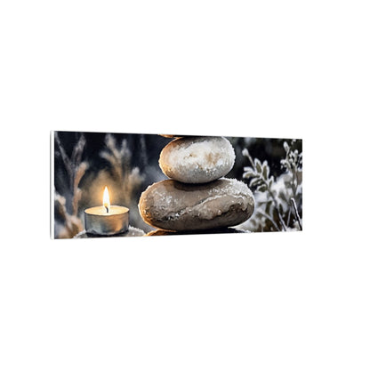River Stones Canvas Art | Winter Japandi Watercolor Art