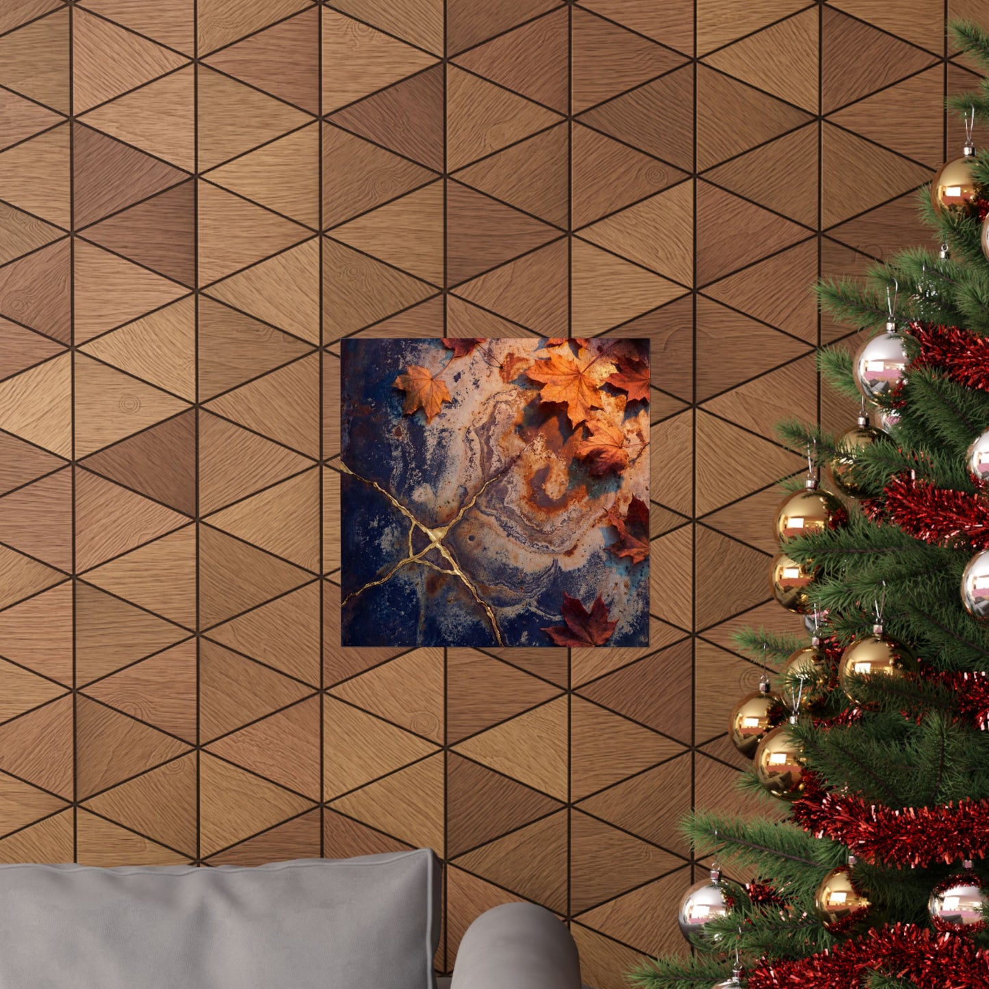 Kintsugi Rust Patina in Candlelight | Gold Vein Wall Art Print