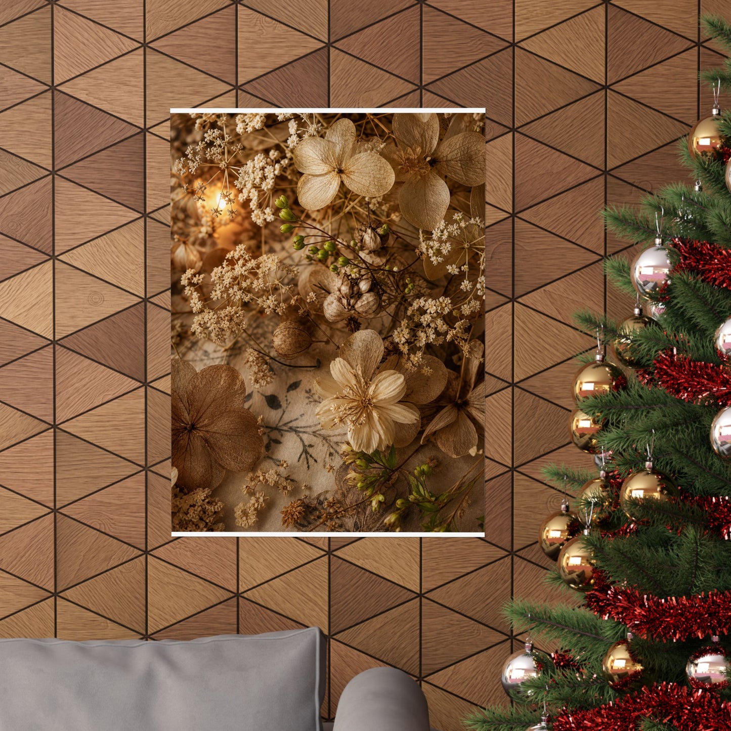Candlelight Dried Flowers Wall Art Print - Japandi Fukinsei
